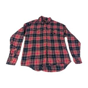 Dickies‎ Women's Plaid Flannel Button Down Shirt Casual Western Travel Pink Sz S